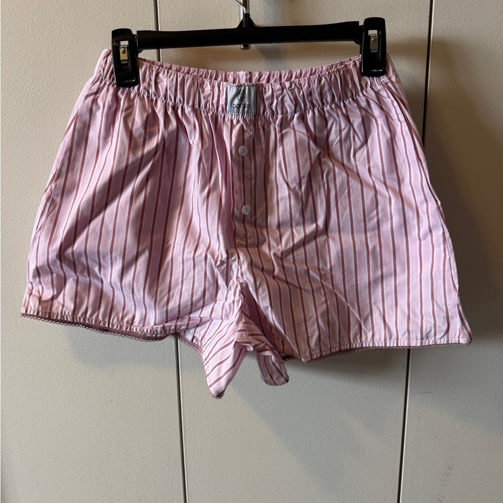 Parke Women's Pink Stripe Cotton Lounge Shorts